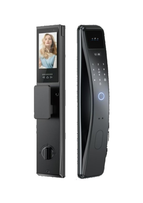 Yala Inteligenta ambrasmart cu Recunoastere Faciala 3D, Interfon Video si WiFi, Negru, Sistem de Deblocare Multifunctional