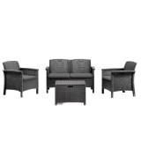 Set Gradina Venezia 4 Persoane Gri (Masa+Scaune+Banca) Plastic Polipropilena, Dimensiuni Masa 60x54.5x40.5cm, Perne Incluse