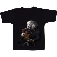 Tricou &amp;quot; Playing guitar by a lion &amp;quot; foto