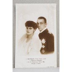 PRINTUL FRANZ JOSEF v. HOHENZOLLERN - SIGMARINGEN SI PRINTESA MARIA ALIX , CARTE POSTALA ILUSTRATA , MONOCROMA, NECIRCULATA , PERIOADA INTERBELICA