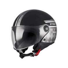 Casca open face motociclete MT Street S Runway B2 negru/gri lucios &ndash; omologare noua ECE 22.06 &ndash; tip viziera: MT-V-15B L (59/60cm)