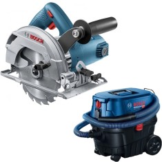 Bosch GKS 600 + GAS 12-25 PL - Fierastrau circular 1200 W 165x20 mm + Aspirator umed-uscat 1250 W 200 mbar 25 l priza scule electrice