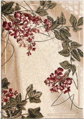 Covor Model Floral 1511-110, Marime 80 x 150 cm, Crem, Maro, Inaltime Fir 8 mm, Antialergic, Polipropilena, Living, Dormitor, Sufragerie, Birou foto