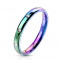 Inel din oțel &icirc;ntr-o nuanță curcubeu - zirconii clare rotunde, 3 mm - Marime inel: 49