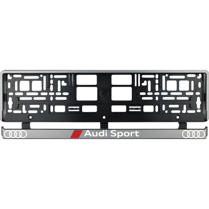 Set 2 bucati, suport numar inmatriculare argintiu Audi Sport