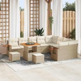VidaXL Set de canapele pentru grădină cu pernă 12 pcs Bej Rattan poli