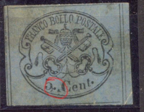 Italy Papal State 1867 Coat of arms 5C Mi.14 ERROR behind &quot;5&quot; MH AM.480