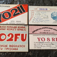 4 carti postale ilustrate, radioamatori, personalizate, R.P.R., anii 60, Romania