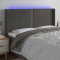 vidaXL Tăblie de pat cu LED, gri &icirc;nchis, 163x16x118/128 cm, catifea