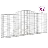 Cumpara ieftin Cosuri gabion arcuite 2 buc, 300x30x120/140 cm, fier galvanizat