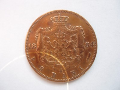 ROMANIA - 5 BANI 1884 , CAROL I , L7.32 foto