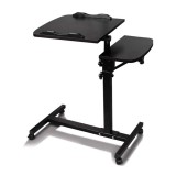 Masa Laptop Reglabila cu Roti, Neagra, 39x54cm, Inaltime 75-88cm