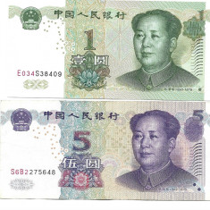 China lot 1 Yuan 2019 si 5 Yuan 2020