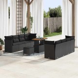 Set Canapele Gradina vidaXL 11 Piese, Negru, 90x55x71cm, Ratan, Exterior, 8 Locuri