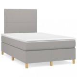 Cumpara ieftin Pat continental cu saltea, gri deschis, 120x200 cm, textil