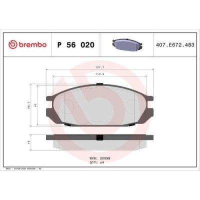 Placute frana Nissan Patrol Gr 4 (Y60 Gr) 08.87-02.98, Vanette Box ( C22) 10.86-06.13, Spate, BREMBO foto