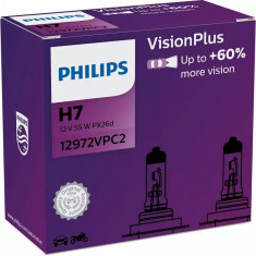 Bec Philips H7 12V 55W Visioplus Set 2 Buc 12972VPC2 foto