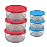 Set 3 Caserole Rotunde Sticla cu Capace 450ml Kitchen 12 DNC51356 3xDNC60136