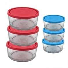 Set 3 Caserole Rotunde Sticla cu Capace 450ml Kitchen 12 DNC51356 3xDNC60136 foto