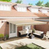 vidaXL Marchiza Retractabilă Manuală cu LED Verde și Galben 500x350 cm