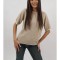 PULOVER TIP TRICOU DIN TRICOT FIN MANECA SCURTA ABRIANA TALIE UNICA Camel