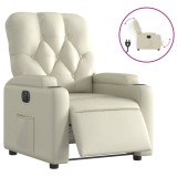 Cumpara ieftin Fotoliu rabatabil electric, crem, piele ecologica