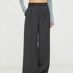 MAX&Co. pantaloni x CHUFY femei, culoarea gri, lat, high waist 2418130000000