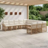 Cumpara ieftin Set de canapele de exterior 11 buc. Alb Natural si Crem