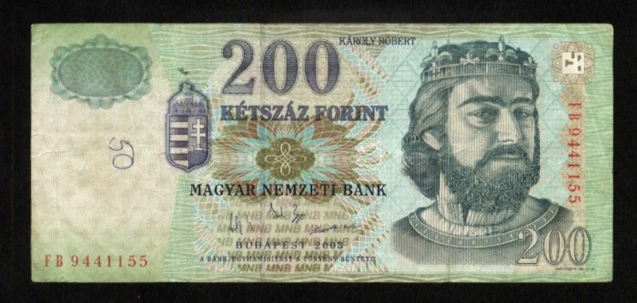 z984 UNGARIA BANCNOTA DE 200 FORINT 2003 REGELE KAROLY ROBERT VF