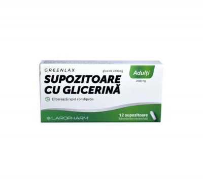 Supozitoare cu Glicerina pentru Adulti Greenlax 12 bucati Laropharm foto