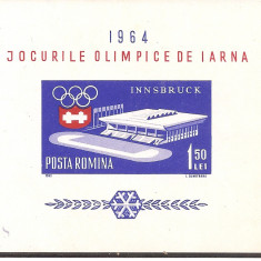 Romania 1964, LP 572 - Jocurile Olimpice de Iarna de la Innsbruck, colita, MNH