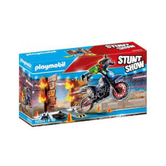 Stunt show - motocicleta cu perete de foc PM70553 Playmobil