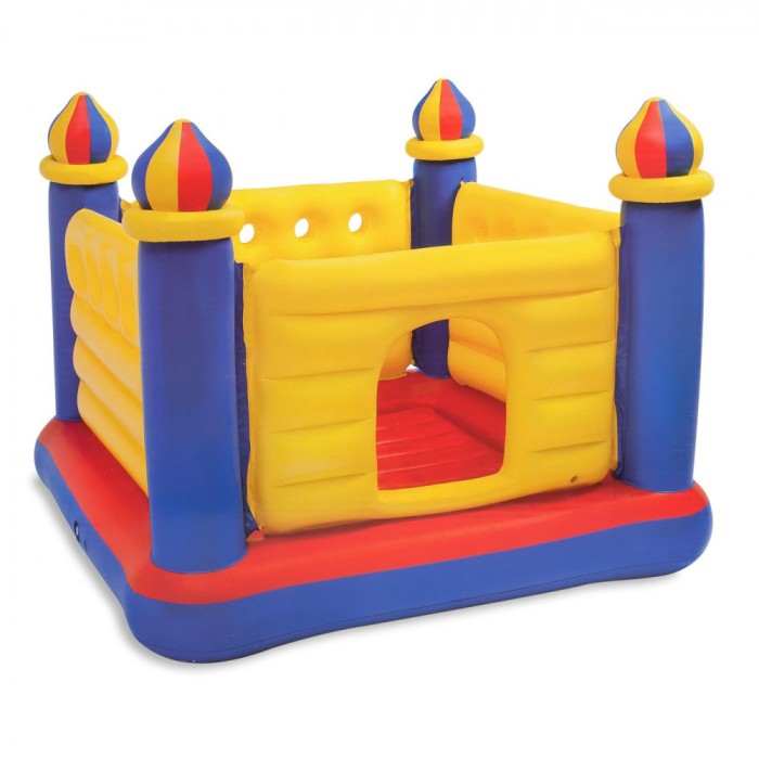 Trambulină Gonflabilă Intex Jump-O-Lene, Multicolor, Dimensiuni 1.75m x 1.75m x 1.35m, Greutate Maximă 54kg