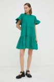 Cumpara ieftin 2NDDAY rochie din bumbac culoarea verde, mini, evazati