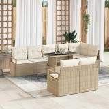 vidaXL Set de canapele pentru grădină 9 pcs Bej Rattan poli