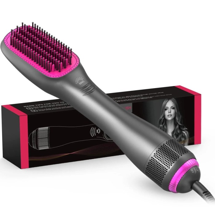 Perie electrica ZYTEQ&reg;️ 3 in 1, uscare, indreptare si volum, turmalina ceramica, ionizare, 1000W, temperatura reglabila, par orice tip, gri