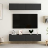 vidaXL Dulapuri TV, 4 buc., negru, 80x30x30 cm, lemn prelucrat