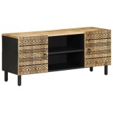 Cumpara ieftin Dulap TV, negru, 105x33,5x46 cm, lemn masiv de mango brut