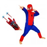 Set costum Spiderman KidMania&reg; si lansator cu ventuze pentru copii 5-7 ani 110 - 120 cm