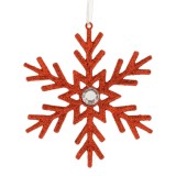 Ornament Brad Crăciun, Glitter &amp; Strass, Fulg, Culoare Roșu, Dimensiune 10cm