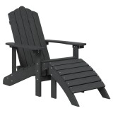 Cumpara ieftin Scaun de gradina Adirondack cu suport picioare, antracit, HDPE