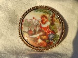 LIMOGES BROSA FRAGONARD splendida FRANTA 1900 pictata manual pe PORTELAN manopera EXCEPTIONALA impecabila UNICA de colectie