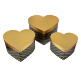 Cumpara ieftin Set 3 cutii depozitare carton negru auriu 27x24x15 cm, 24x21x14 cm, 21x19x12 cm