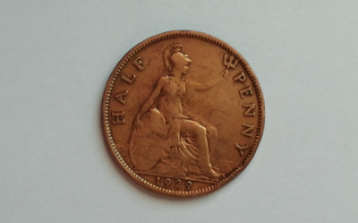 M3 C50 - Moneda foarte veche - Anglia - Half penny - 1929 foto
