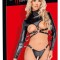 Set de bondage extravagant cu camasa cu cupa deschisa si tanga cu decupaj in