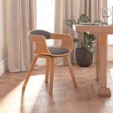 Cumpara ieftin Scaun de bucătărie, gri deschis, lemn curbat &amp; țesătură