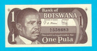 Bancnotă Botswana (pick 6) 1 Pula 1983 UNC serie: A/2 5586.. foto