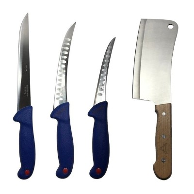 Set profesional de macelarie, dezosat, injunghiat, transat, filetat, satar, 3 cutite otel carbon foto
