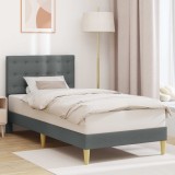 vidaXL Cadru de pat cu headboard Gri &icirc;nchis 100 x 200 cm Țesătură 42027774