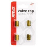 Capace Ventil Auto/Moto/Biciclete Amio, Aluminiu, Hexagonale, Galbene - Set 4 Bucati, Decorative